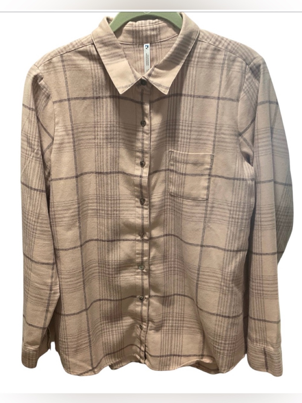 KUHL Women’s M Kamila Flannel Shirt Pink Plaid Button Up Outdoor Hiking Soft